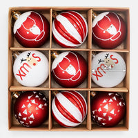 9" Red & White Christmas Ornaments