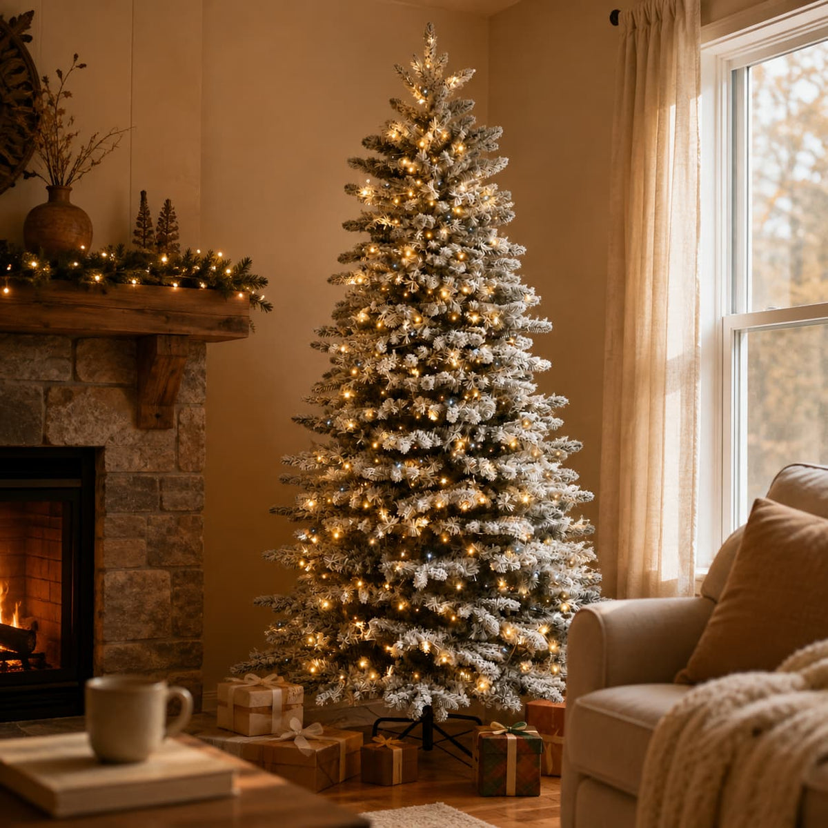Frosted Pre-Lit Artificial Christmas Tree