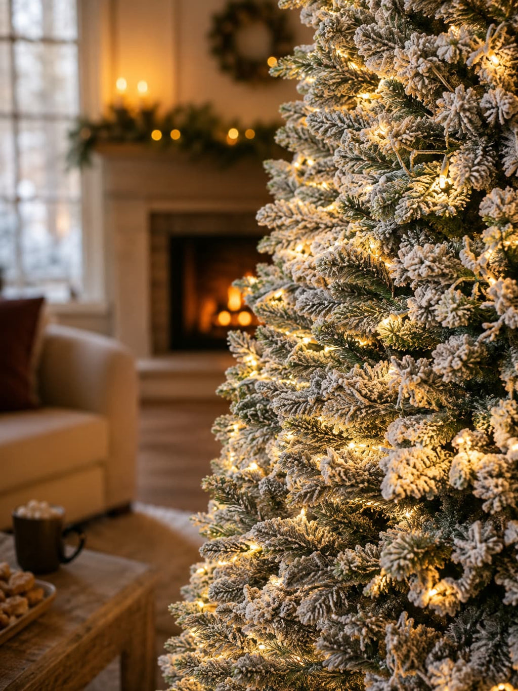 Slim Flocked Christmas Tree