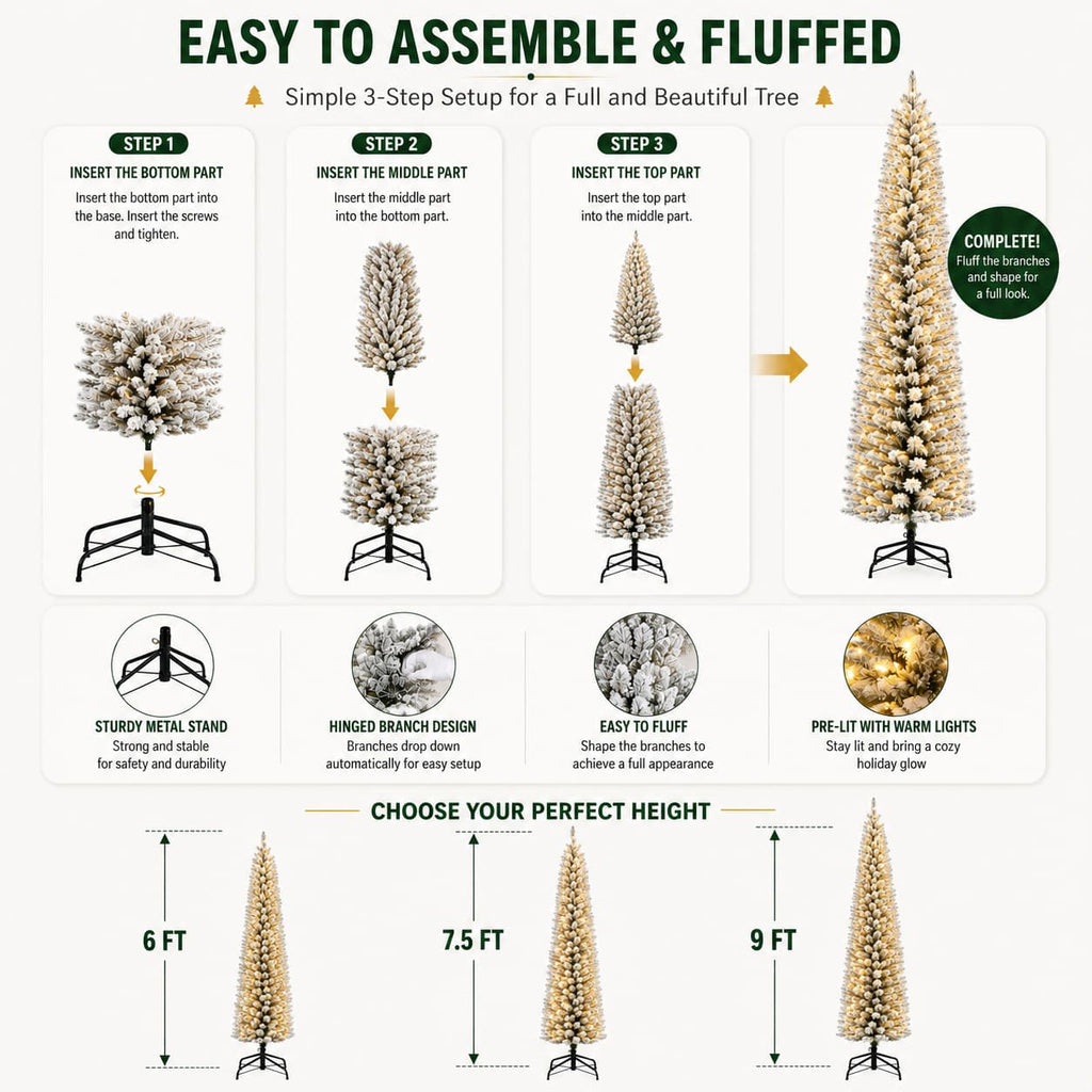 Slim Flocked Christmas Tree