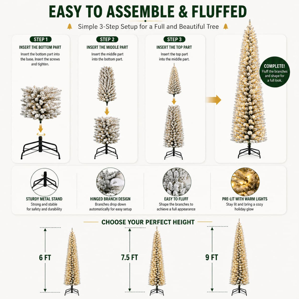 Slim Flocked Christmas Tree