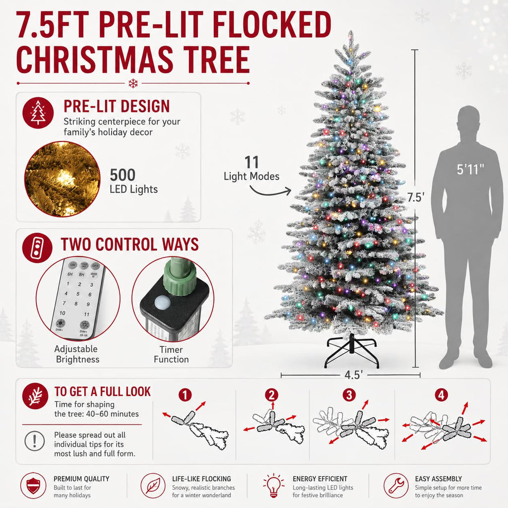 Frosted Pre-Lit Artificial Christmas Tree