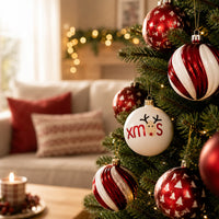 9" Red & White Christmas Ornaments