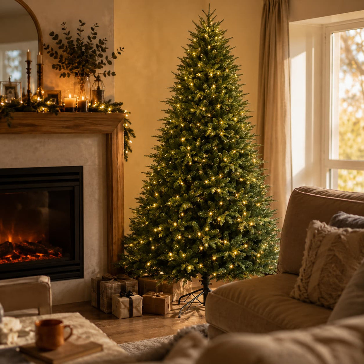 Realistic Green Pre-Lit Christmas Tree