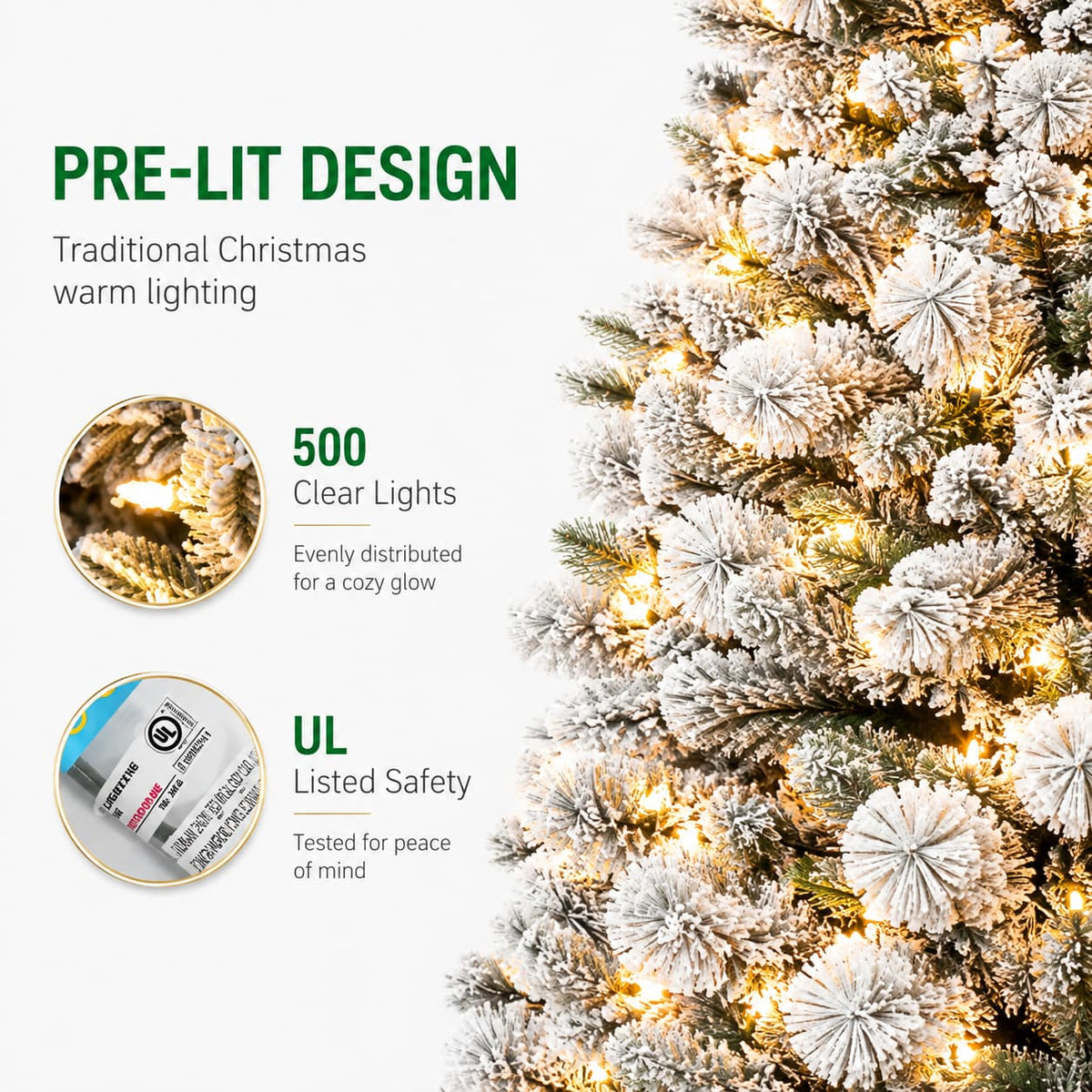 Pre-Lit Flocked Christmas Tree