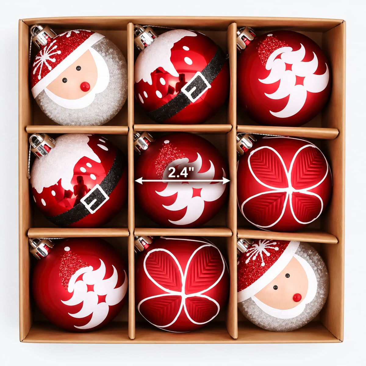 9" Santa Christmas Ball Set